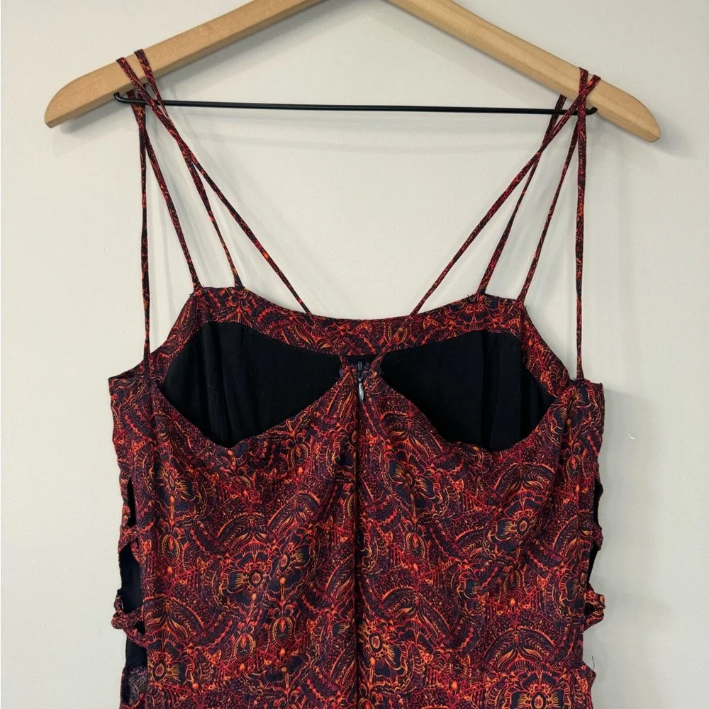 Abercrombie & Fitch boho print side cut outs faux wrap maxi dress medium